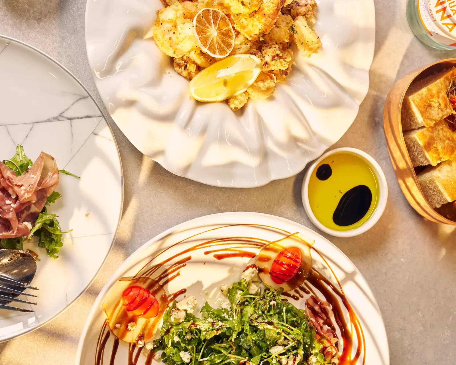 Crispy calamari with lemon at Five Corners Ristorante